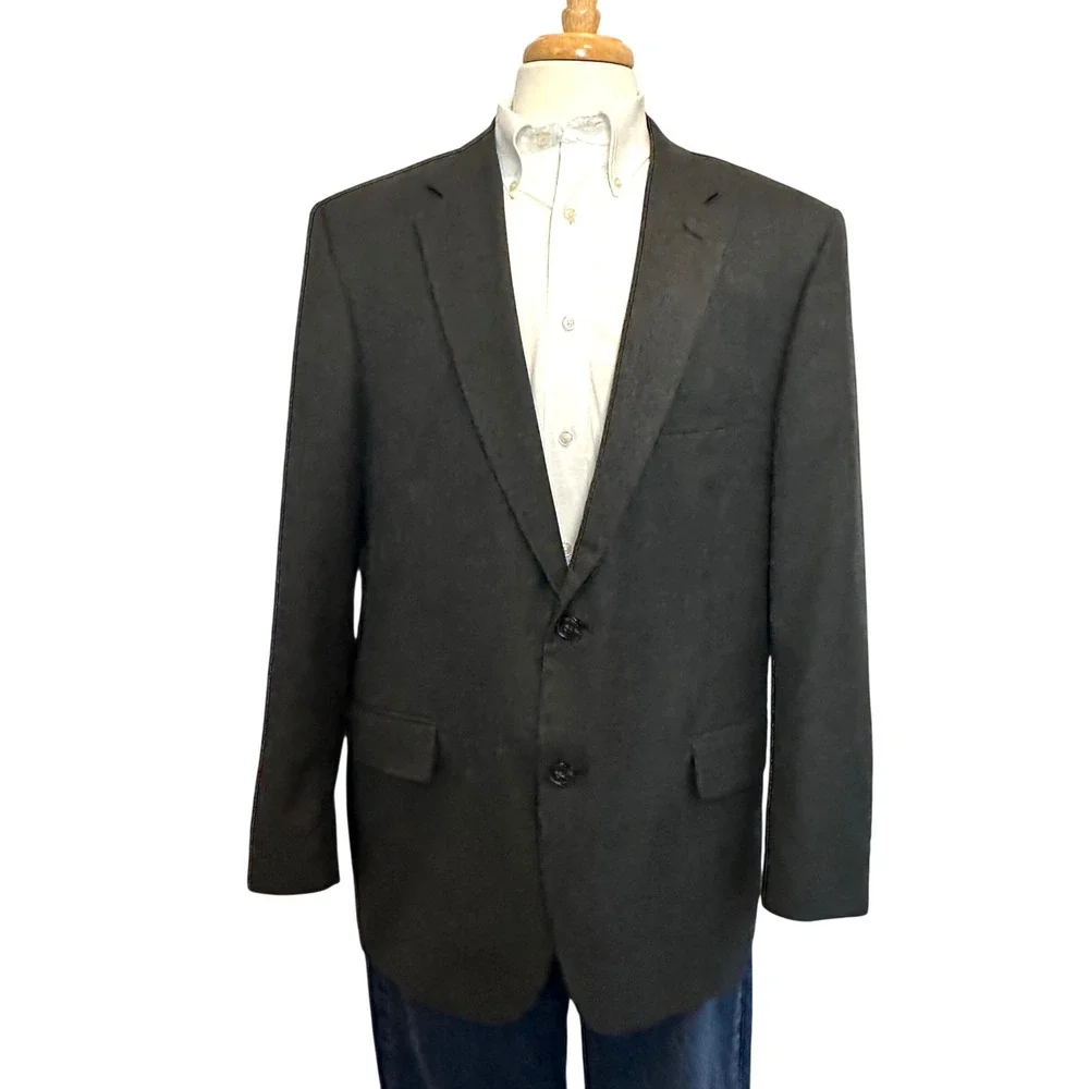 Saddlebred Mens Blazer Jacket Charcoal Grey 46R Two Button Vented sport coat‎